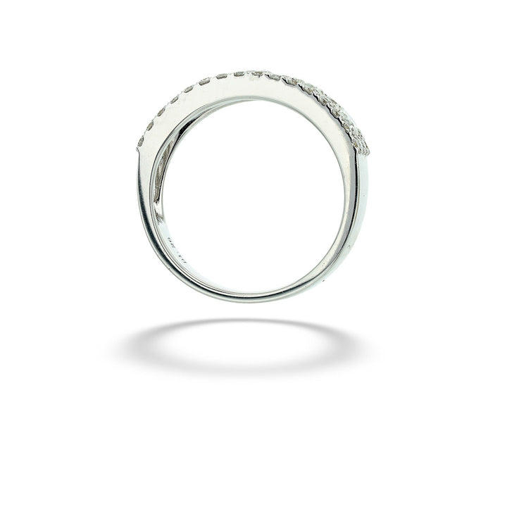 Three Row Bead Set Diamond Wedding Band top view