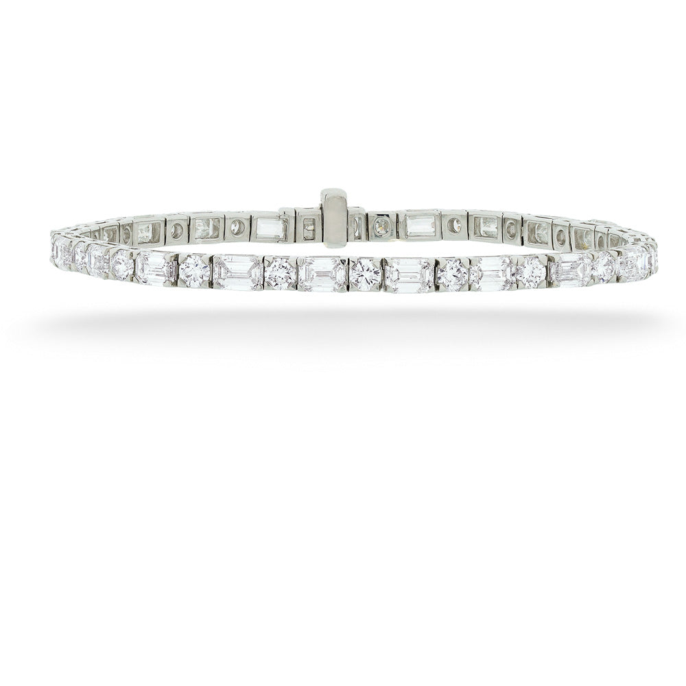 Emerald Cut & Round Lab Grown Diamond Tennis Bracelet