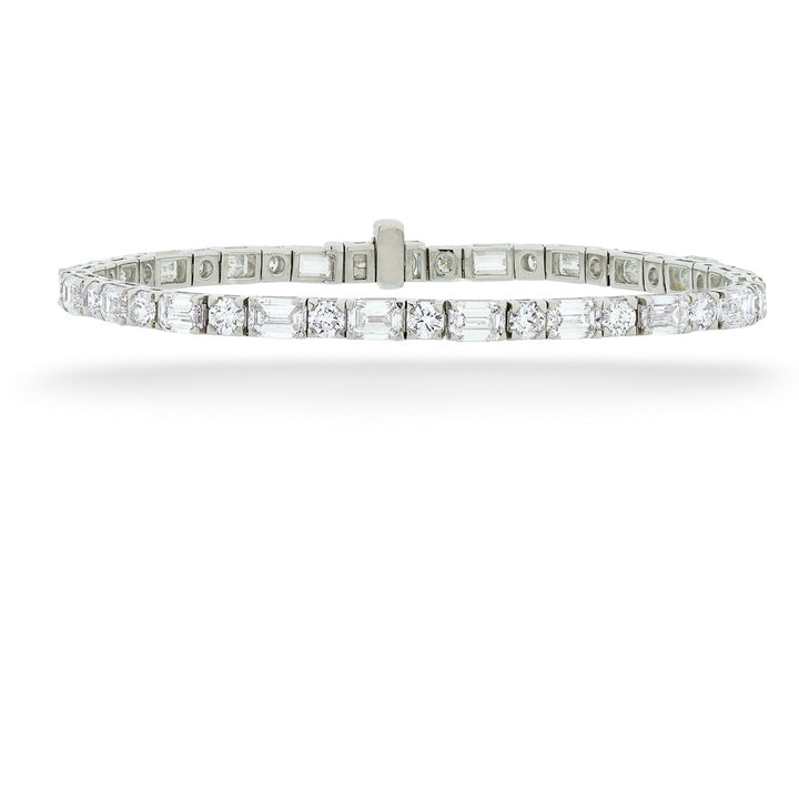 Emerald Cut & Round Lab Grown Diamond Tennis Bracelet