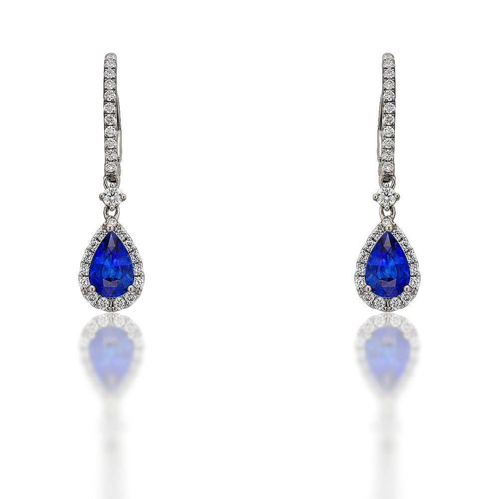 Sapphire and Diamond Dangle Earrings