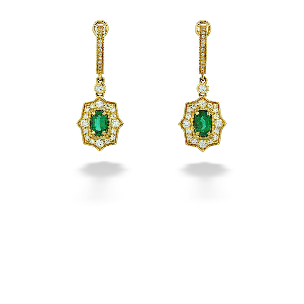 Fancy Emerald & Diamond Dangle Earrings