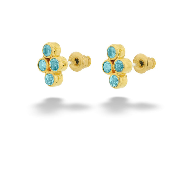 SS & 22kt Gold Vermeil Blue Topaz Cluster Earrings by Michou
