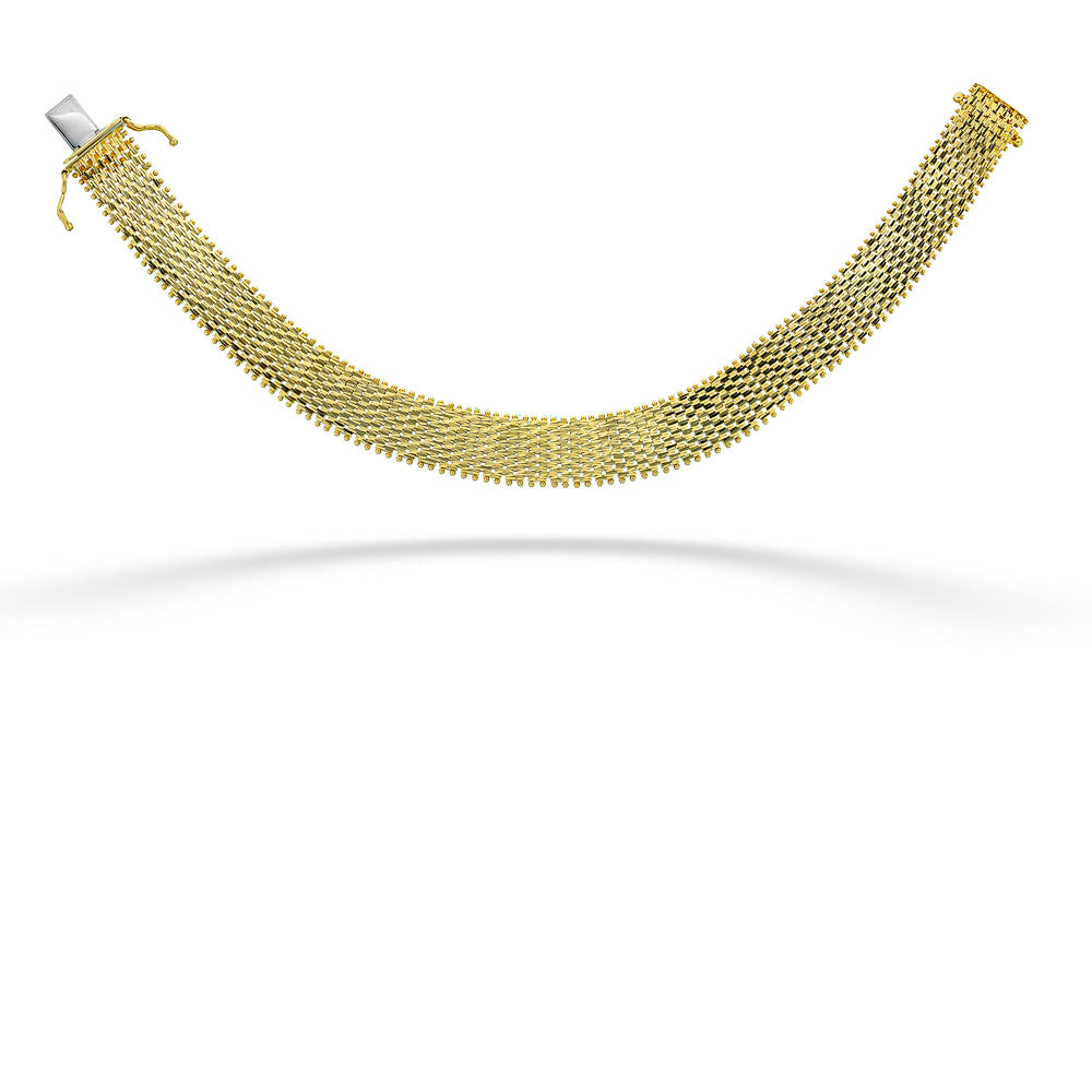 14ky 11.8mm Wide "Sparkle" Bar & Pin Style Bracelet 8"