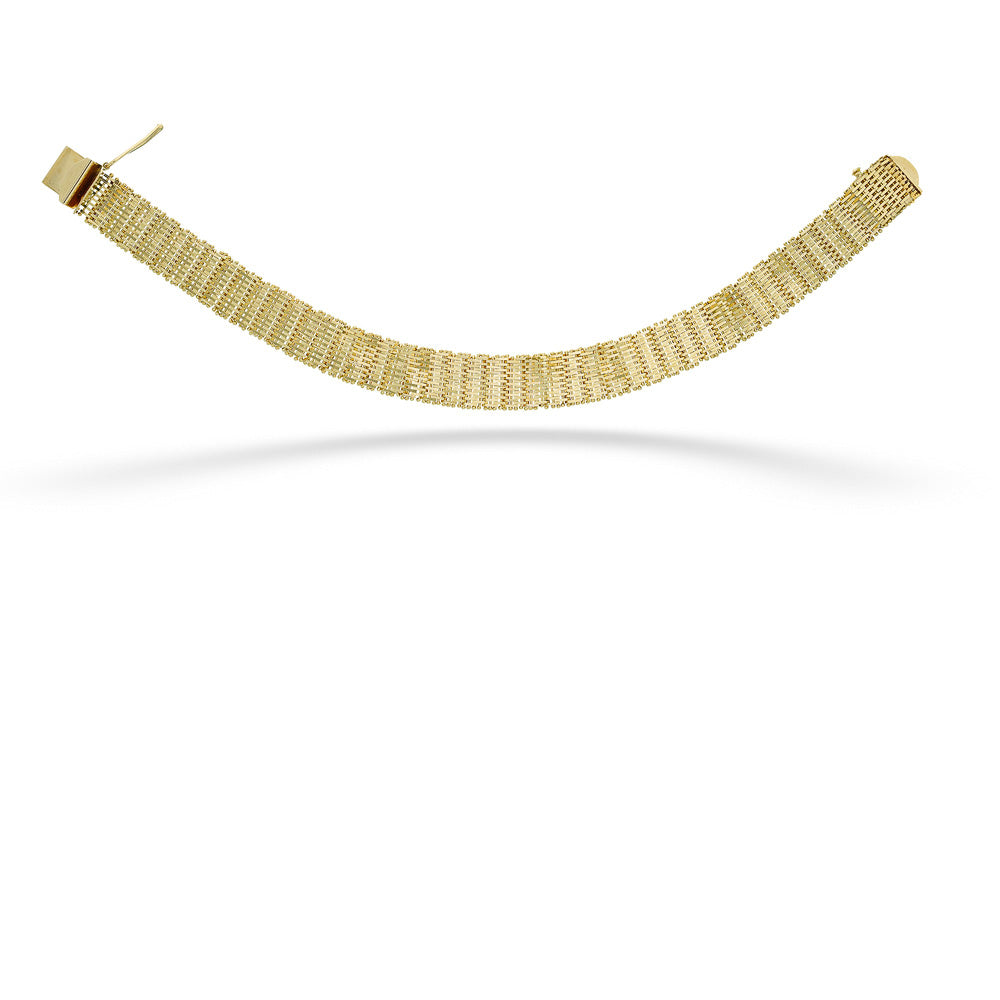 14K Yellow Gold Bar and Rivet Sparkle Bracelet
