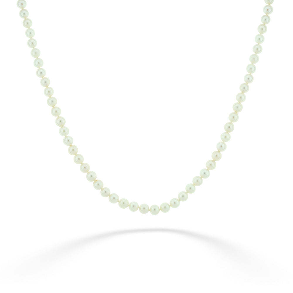 14 Karat Yellow Gold Clasp 6.0–6.5 Millimeter Cultured Akoya Pearl Necklace