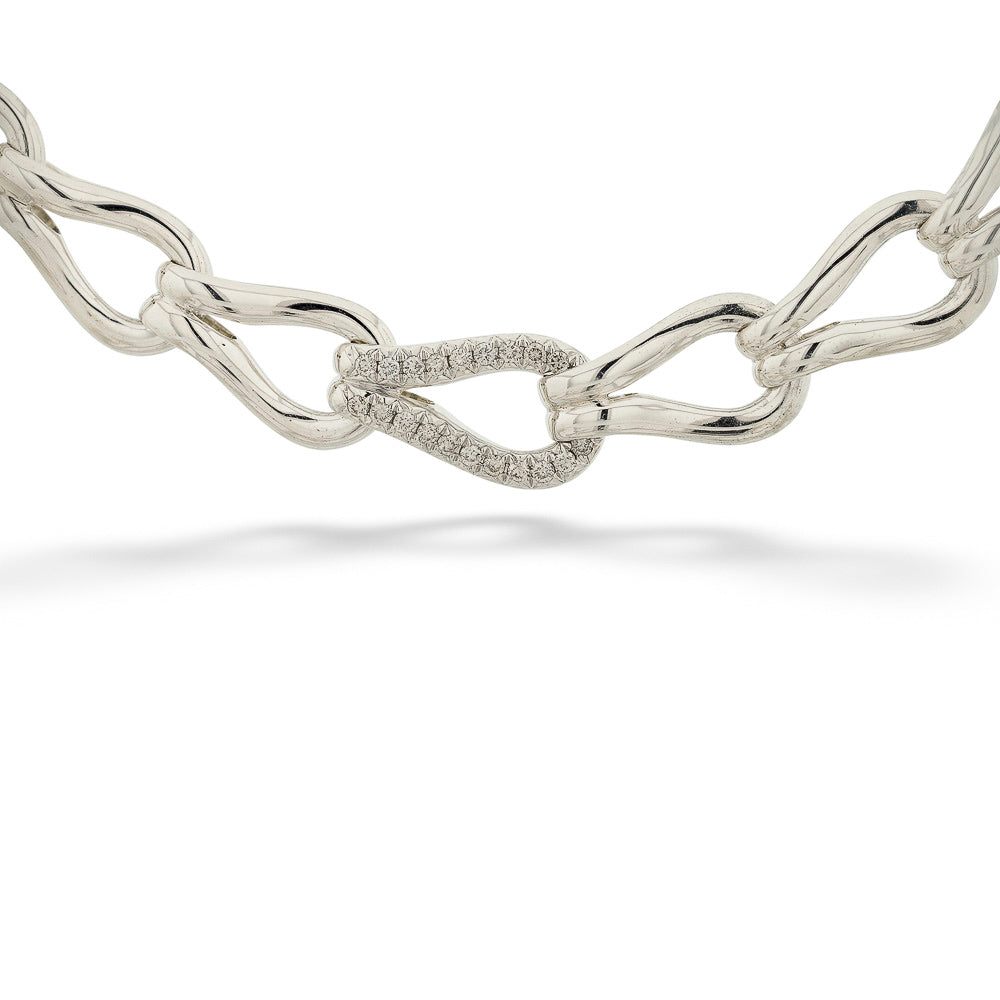 Surf Silver Diamond Pavé Link Bracelet by John Hardy