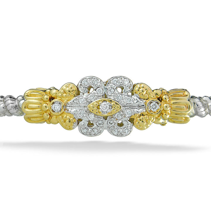 Two-Tone Filigree & Diamond Bangle by Vahan