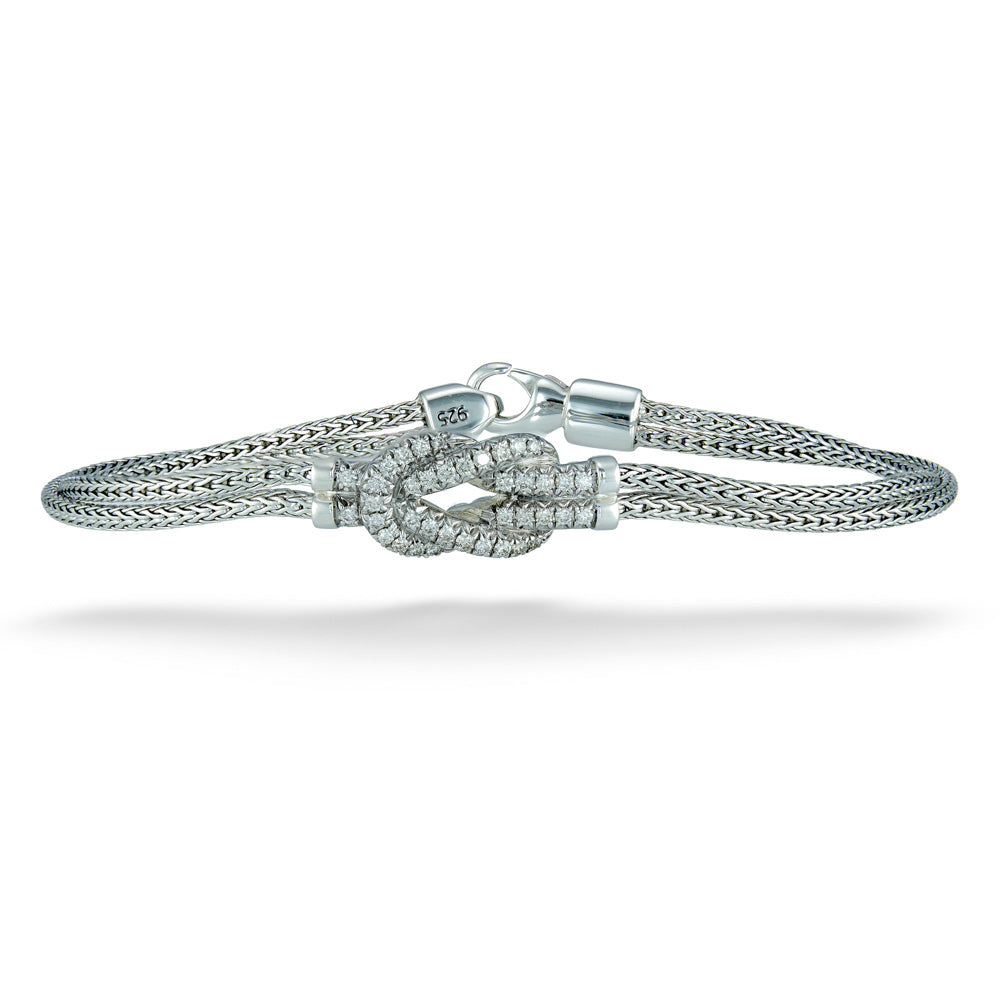 Sterling Silver & Diamond Double Row Love Knot Bracelet by John Hardy