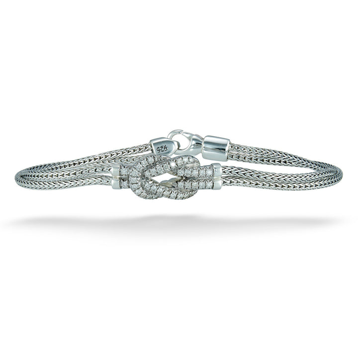 Sterling Silver & Diamond Double Row Love Knot Bracelet by John Hardy