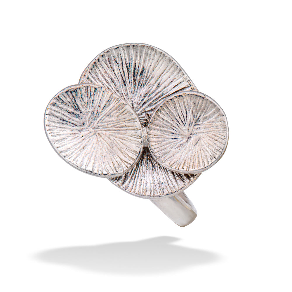 Silver Rhodium Lily Ring by Jorge Revilla