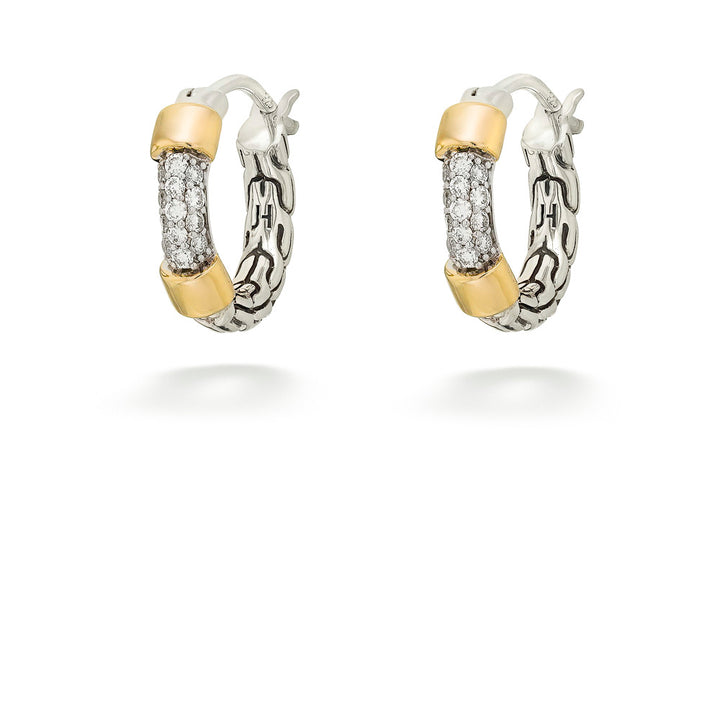 Mixed-Metal Diamond Pavé Hoop Earrings by John Hardy