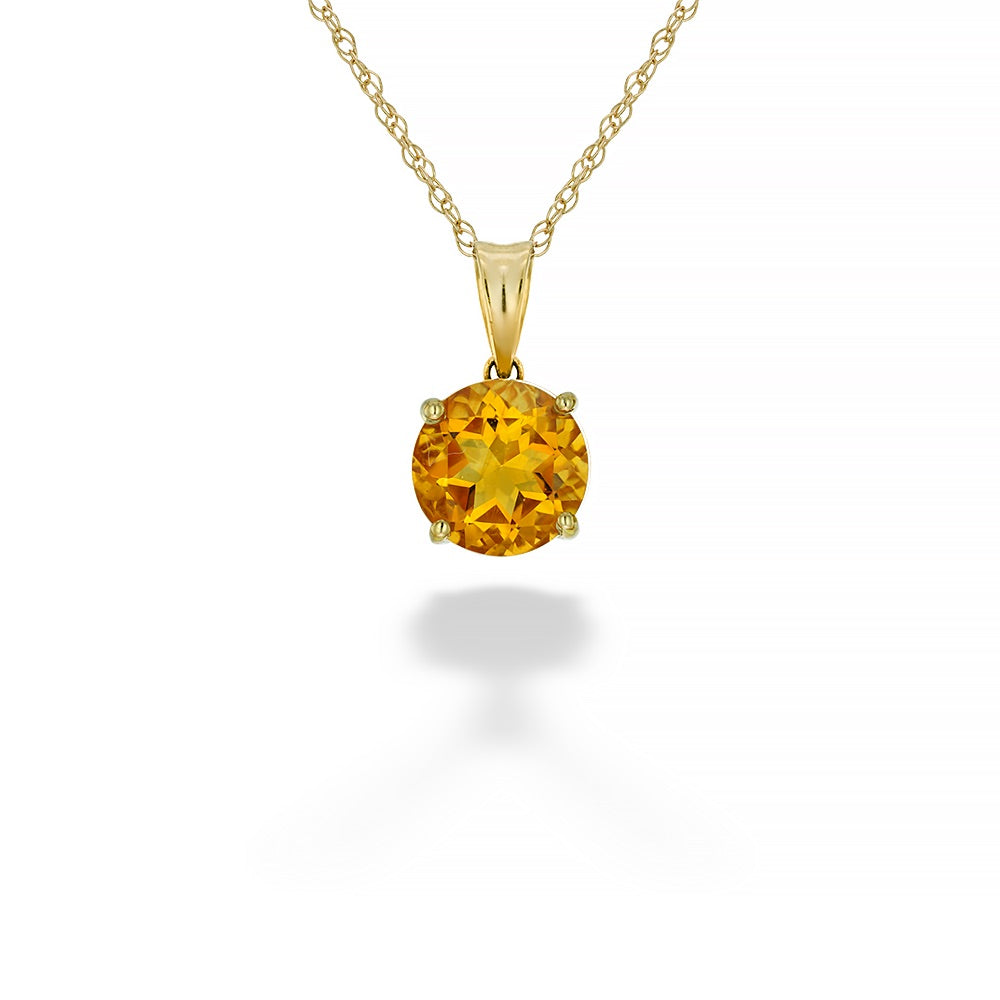 1.75ct Round Citrine Pendant & Chain