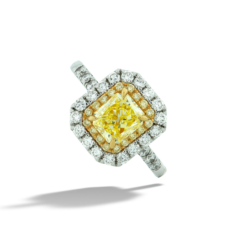 Fancy Yellow Diamond Halo Ring