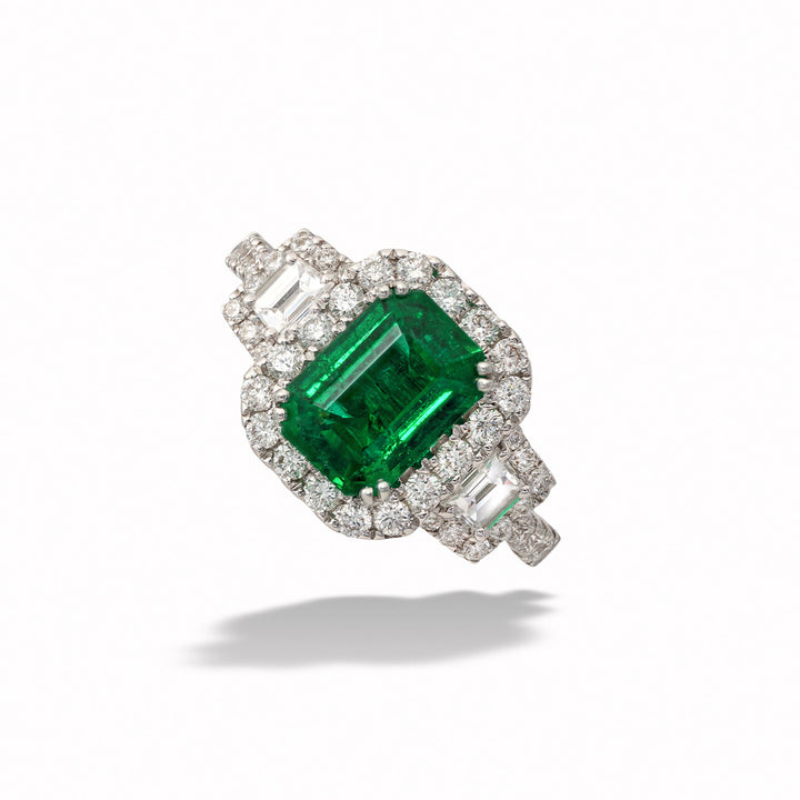 Emerald Halo Ring