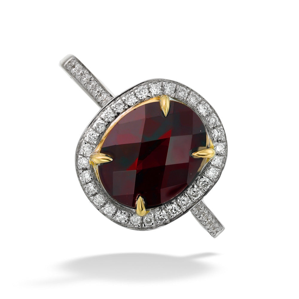 Checkered Garnet & Diamond Ring