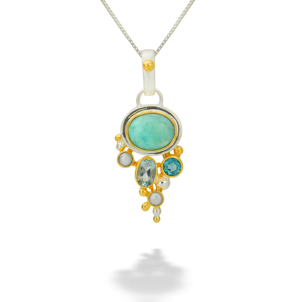 Topaz & Larimar Pendant & Chain by Michou