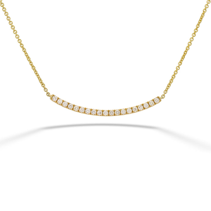 14K Gold Diamond Curved Bar Necklace