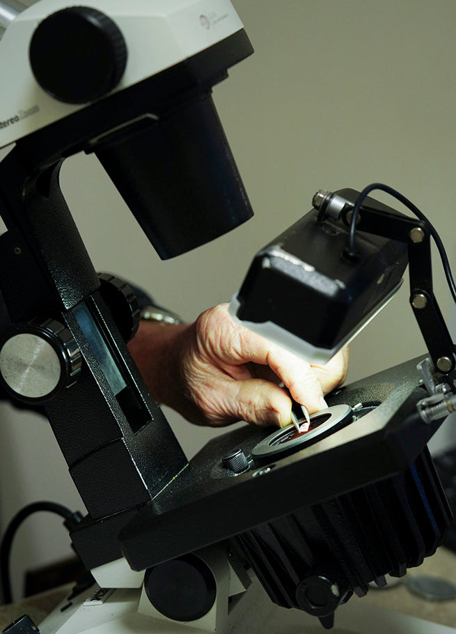 gemstone under microscope