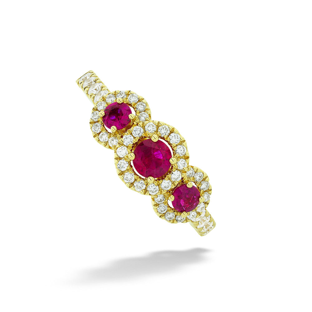 18ky 0.53cttw Rubies & 0.39tdw Diamond Ring sz 6.5