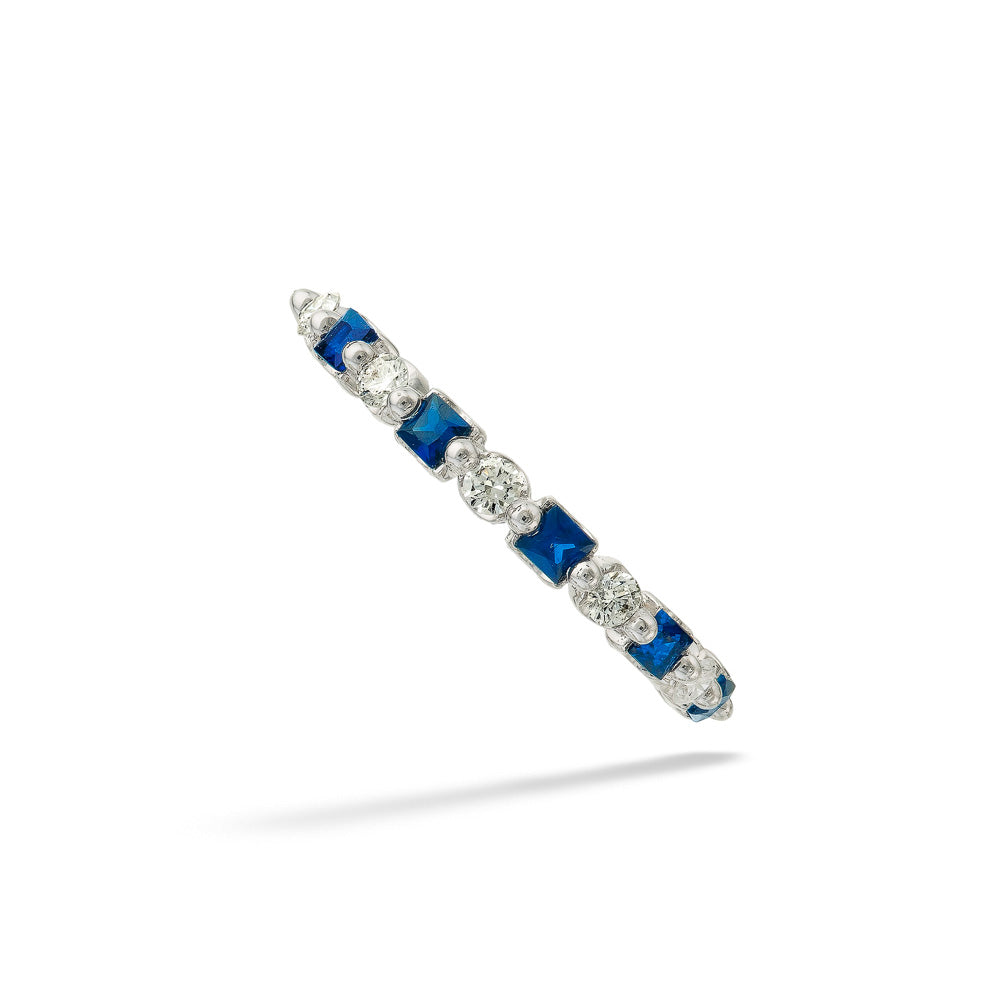 Alternating Blue Sapphire & Diamond Band by Classique Creations