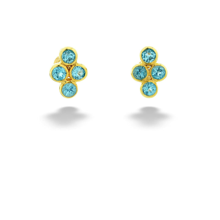 SS & 22kt Gold Vermeil Blue Topaz Cluster Earrings by Michou