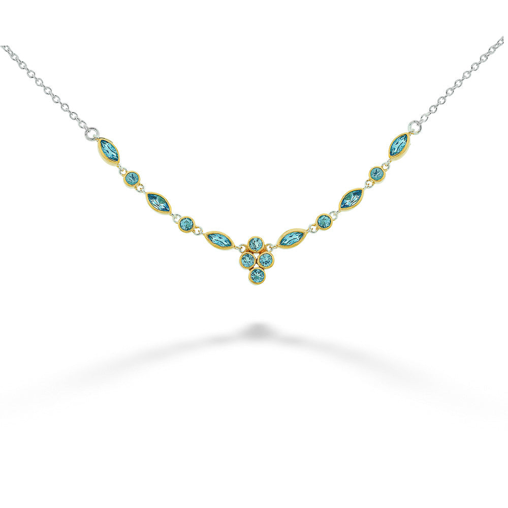 SS & 22kt Gold Vermeil Multi-Shape Blue Topaz Necklace by Michou