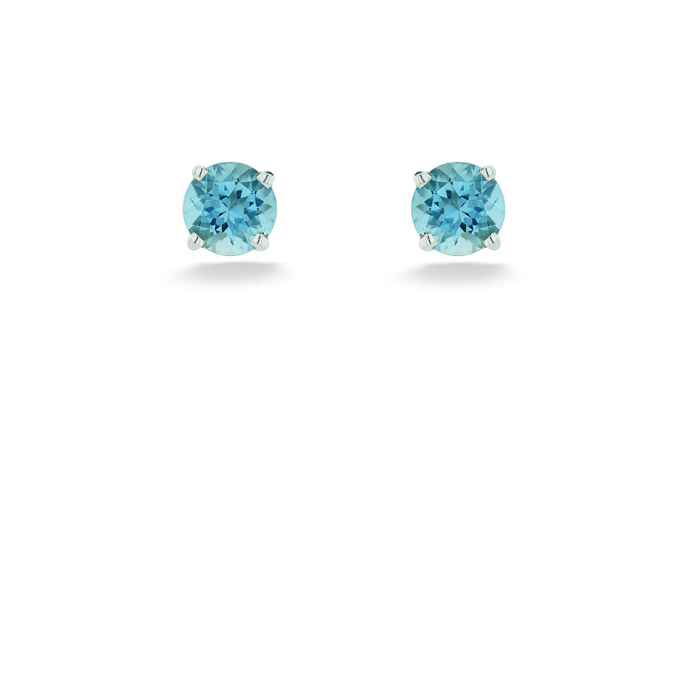 14K White Gold 5mm Aquamarine Stud Earrings