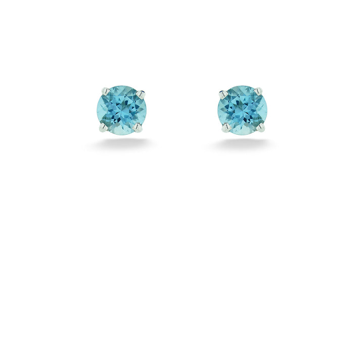 14K White Gold 5mm Aquamarine Stud Earrings