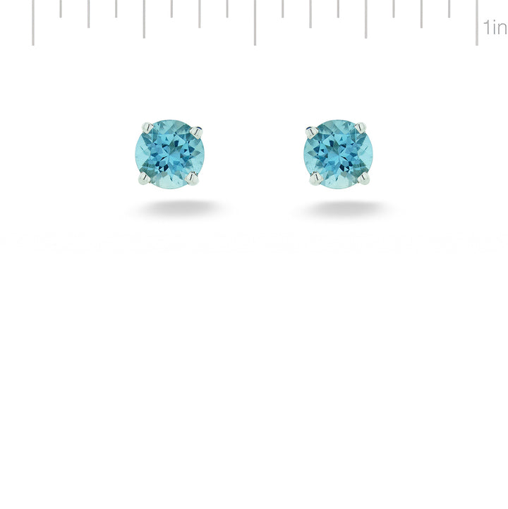 14K White Gold 5mm Aquamarine Stud Earrings