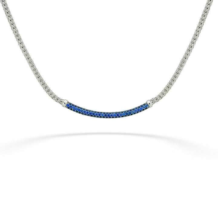 Blue Sapphire Pavé Curved Bar Necklace by John Hardy