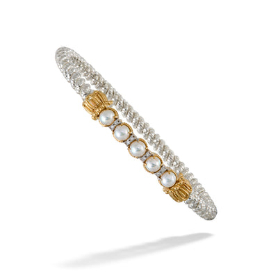 Diamond & Pearl Closed Bracelet by Vahan