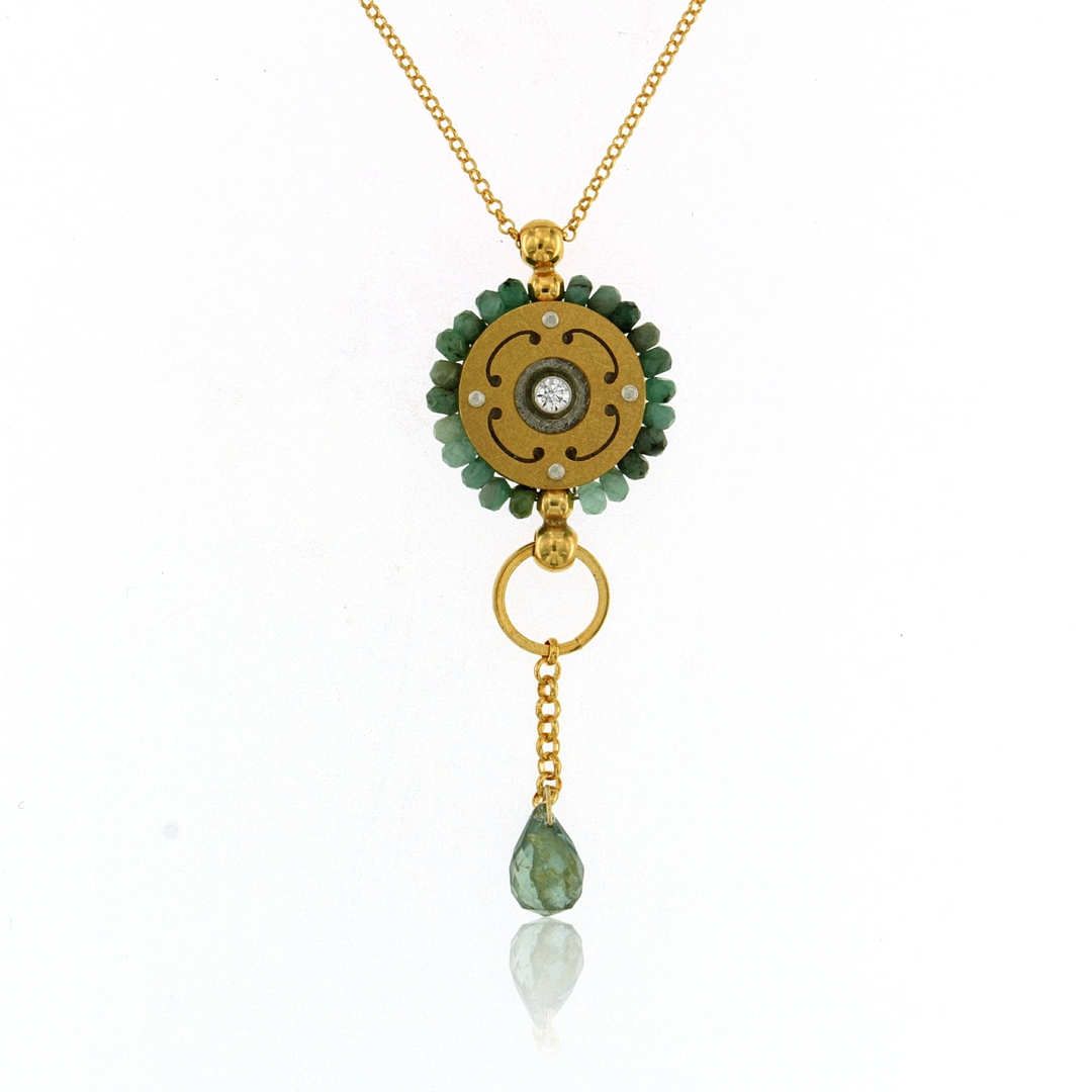 Sterling Silver and Gold Plated Emerald Pendant and Chain