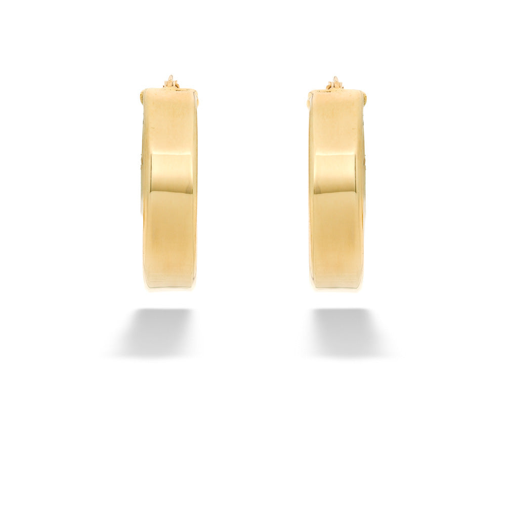 10K Yellow Gold Polished and Textured Hoop Earrings