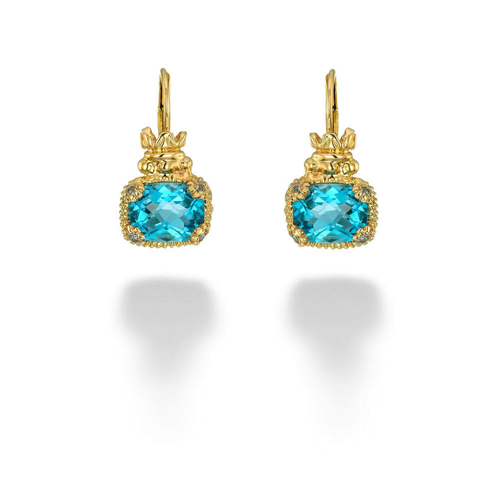 Blue Topaz & Diamond Drop Earrings by Vahan
