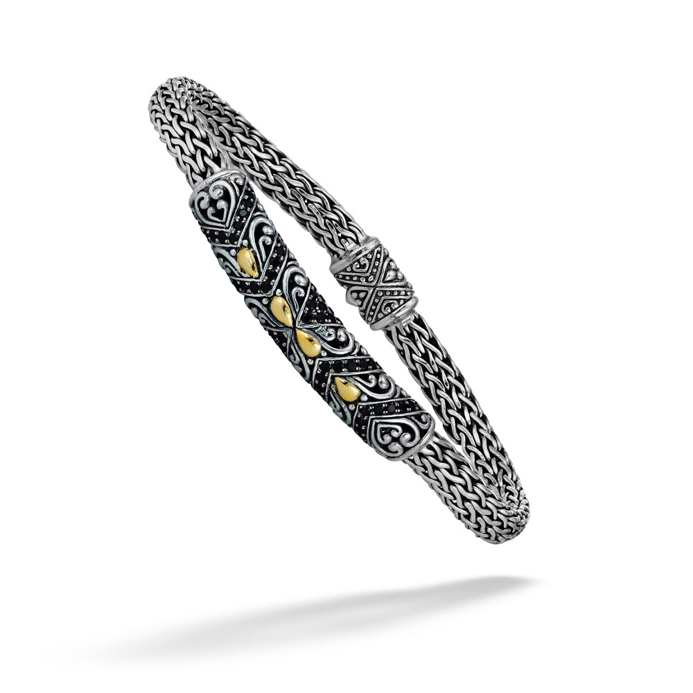 Black Spinel & Filigree Woven Bracelet by Samuel B.