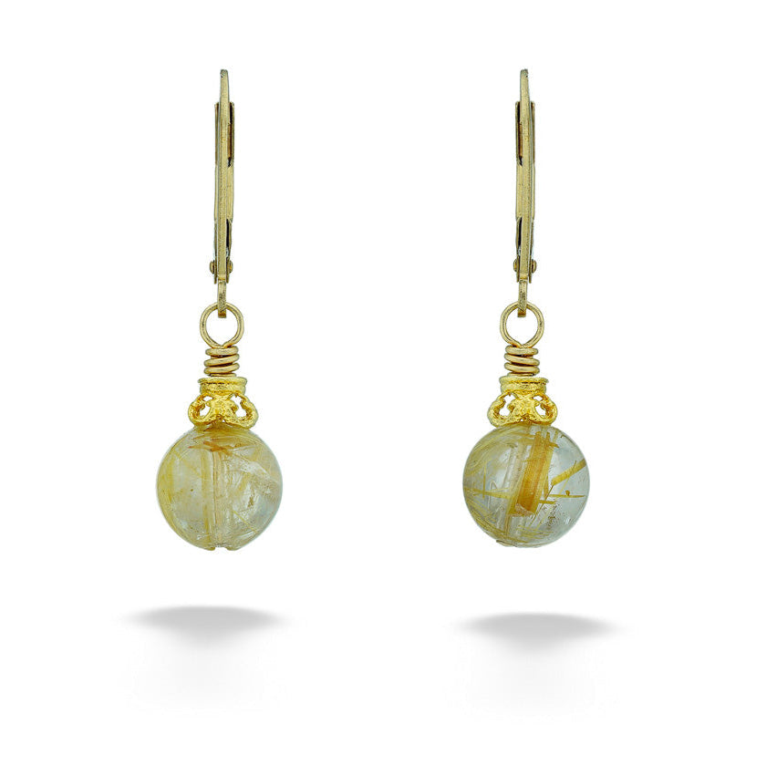 Sterling Silver & 18k Vermeil Rutilated Quartz Earrings by Anatoli