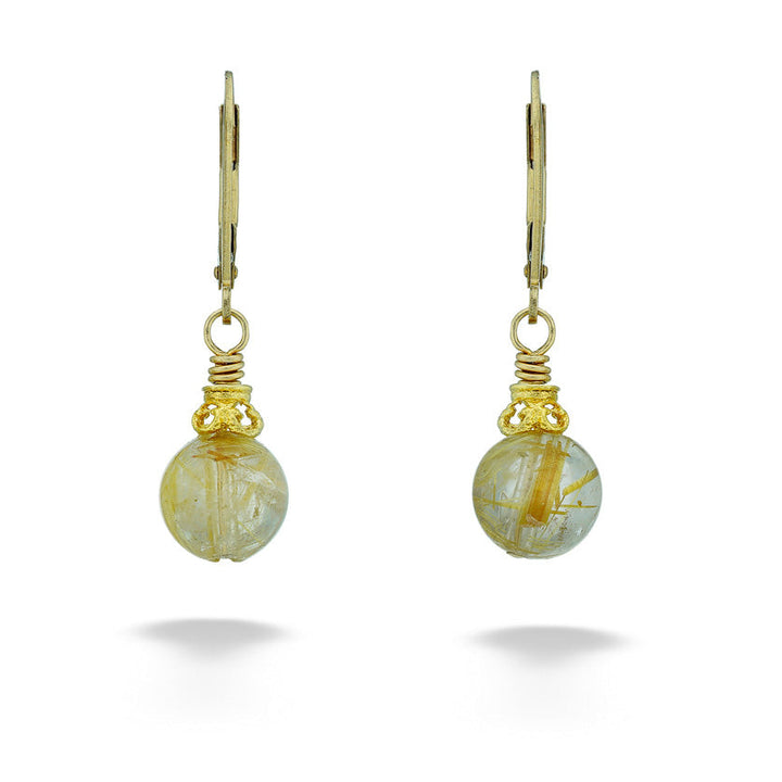 Sterling Silver & 18k Vermeil Rutilated Quartz Earrings by Anatoli