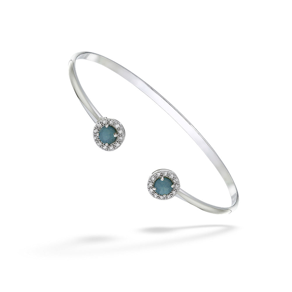Aquamarine & White Topaz Cuff Bracelet by Samuel B.