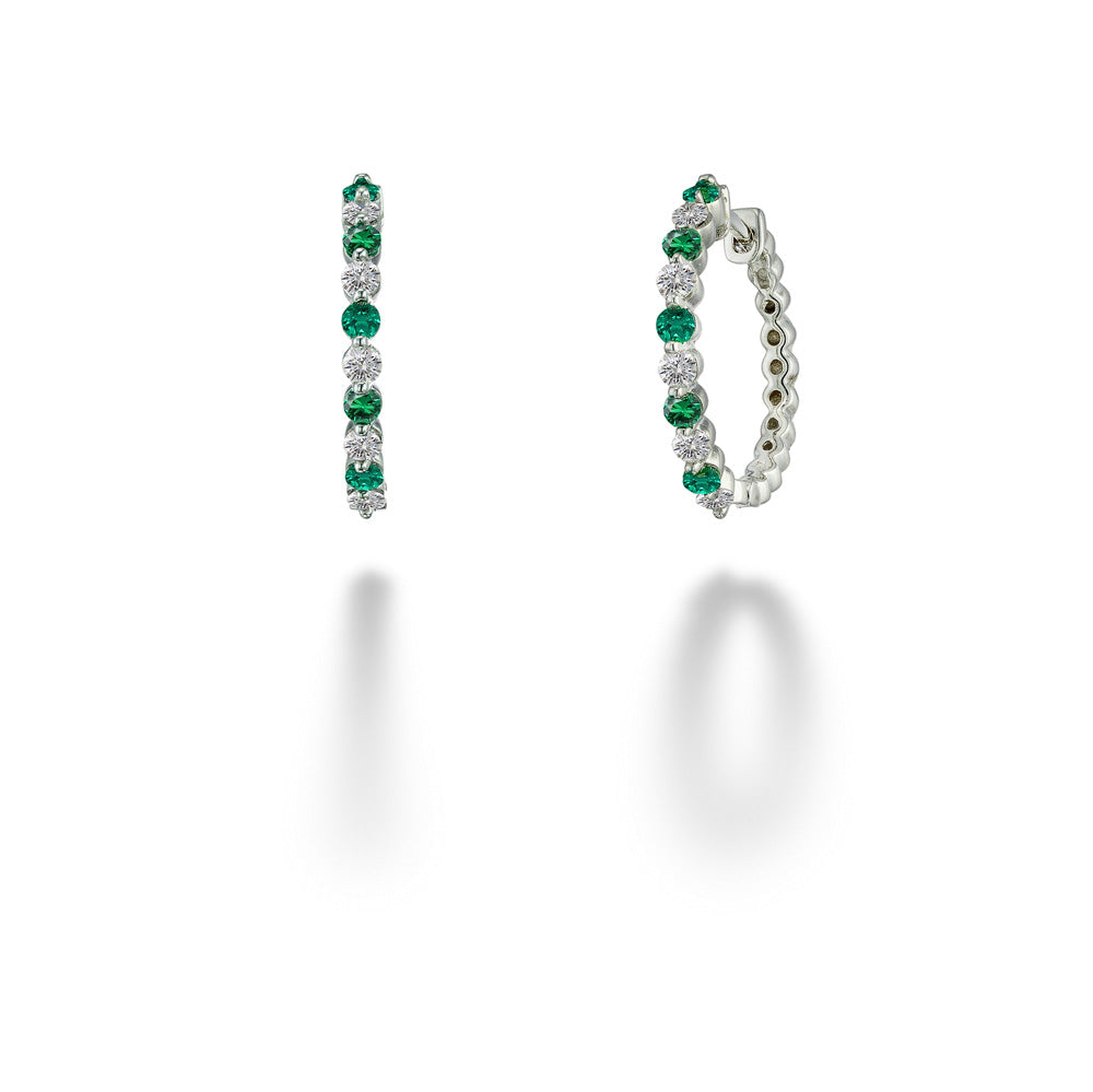 Emerald & Diamond Huggie Earrings