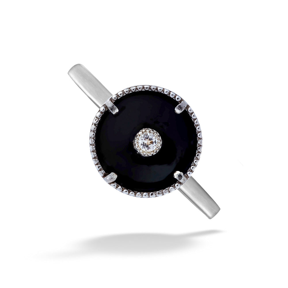 Black Spinel & White Sapphire Ring by Anatoli