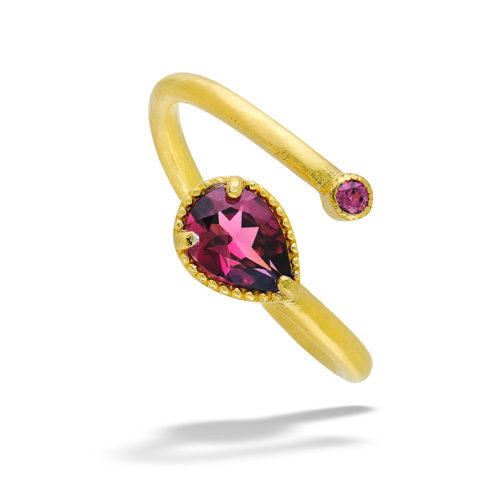 Vermeil Rhodolite Garnet Bypass Ring by Anatoli