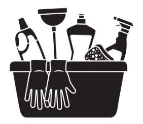 cartoon bucket of cleaning products