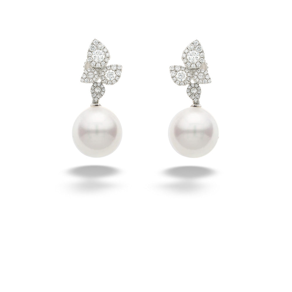 Pearl and Diamond Dangle Earrings