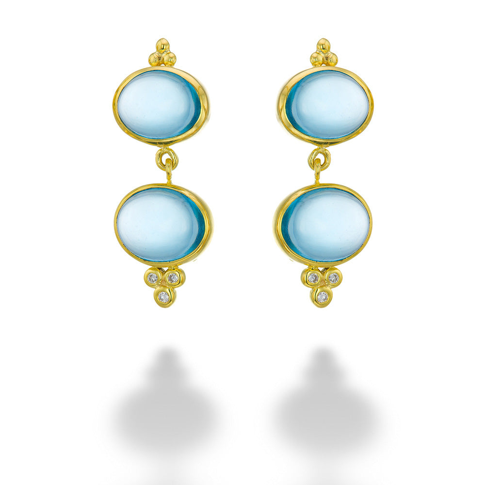 Blue Topaz & Diamond Drop Earrings by Mazza