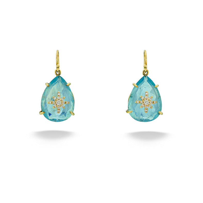 14ky Aquamarine & 0.18tdw Diamond Earrings by Mazza