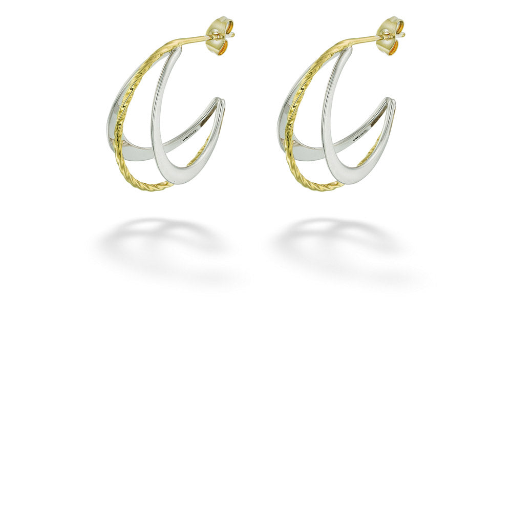 Sterling Silver & Yellow Gold Twizzler Earrings by E.L. Designs
