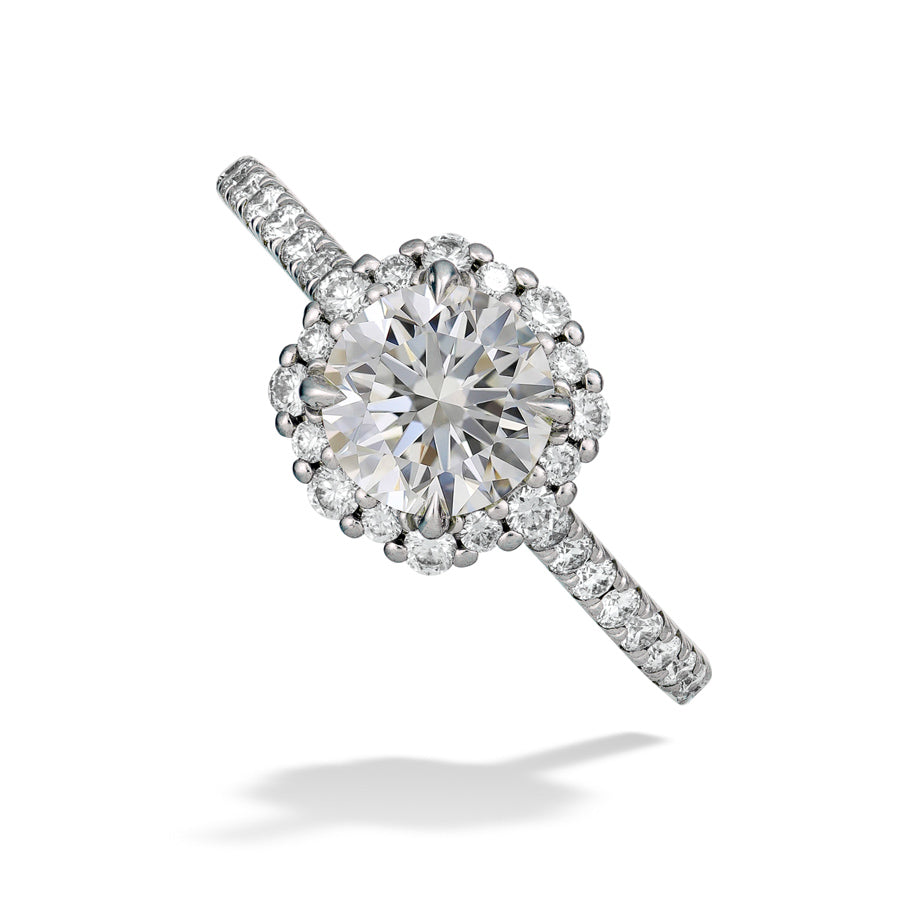 Diamond Floral Halo Engagement Ring by De Beers Forevermark – The