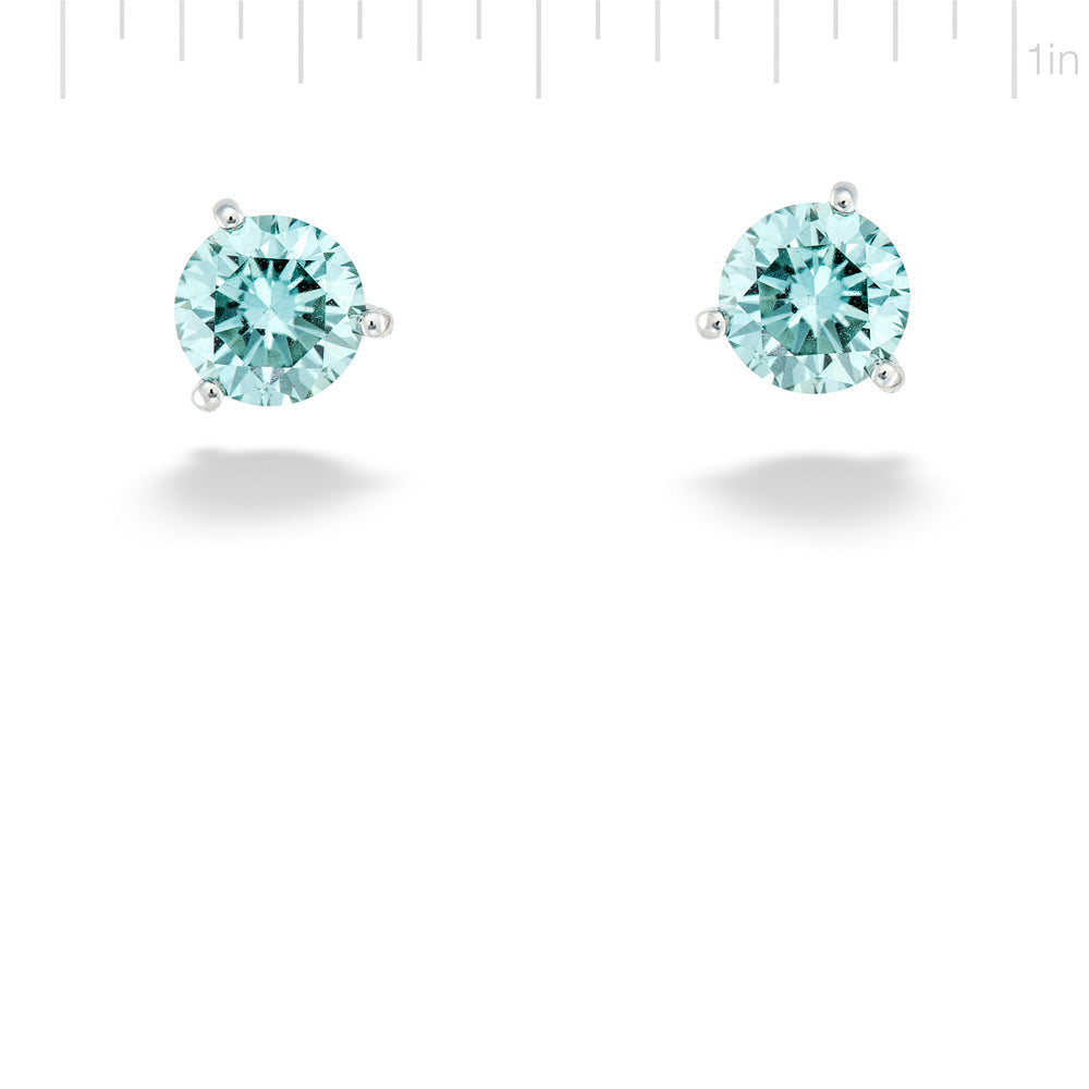 1.50ctw Round Lab Grown Blue Diamond Earrings by Lightbox