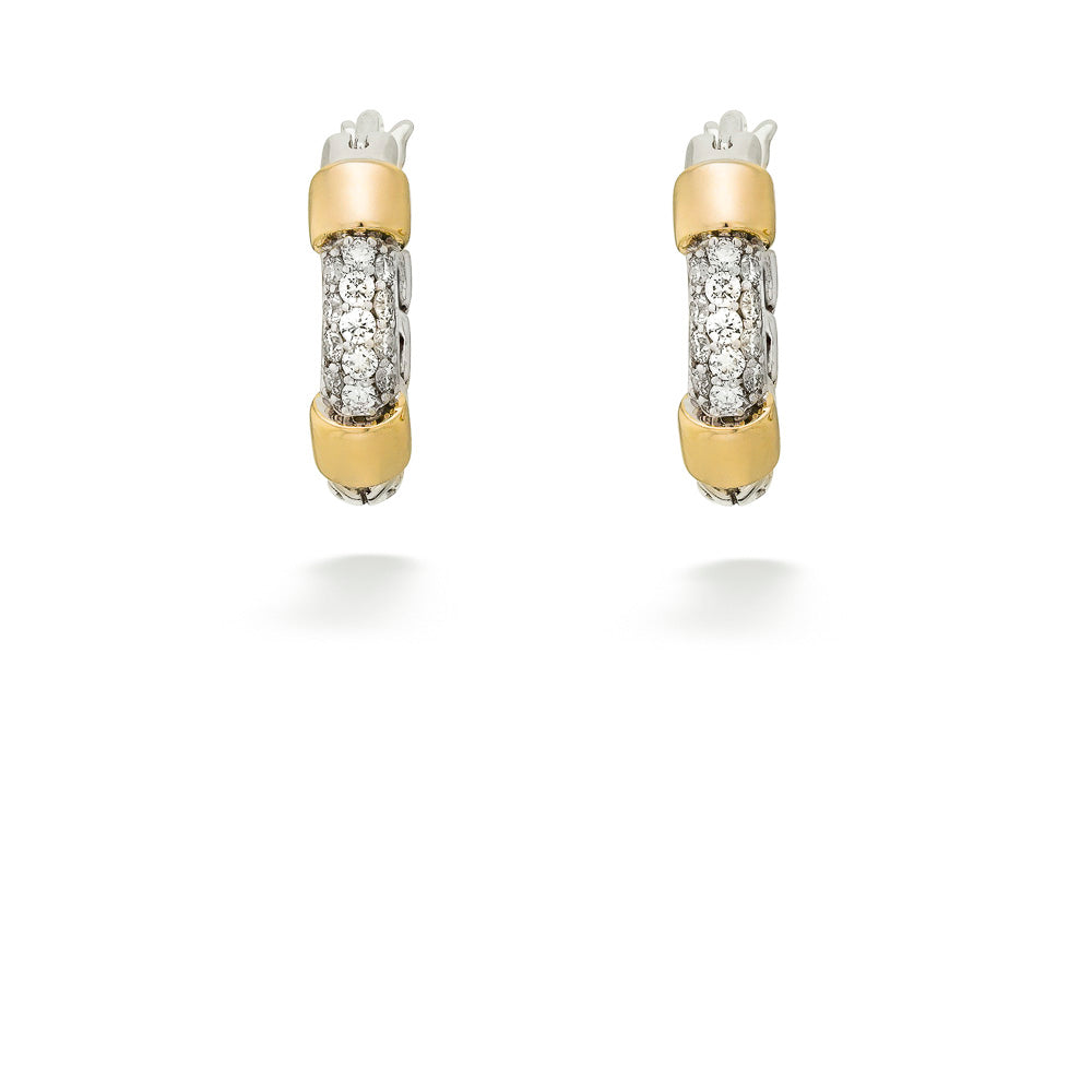 Mixed-Metal Diamond Pavé Hoop Earrings by John Hardy