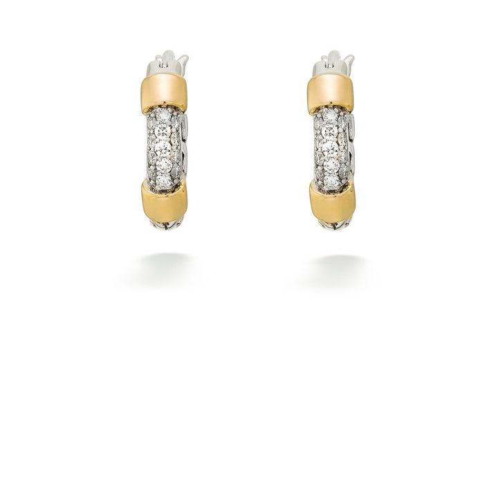 Mixed-Metal Diamond Pavé Hoop Earrings by John Hardy